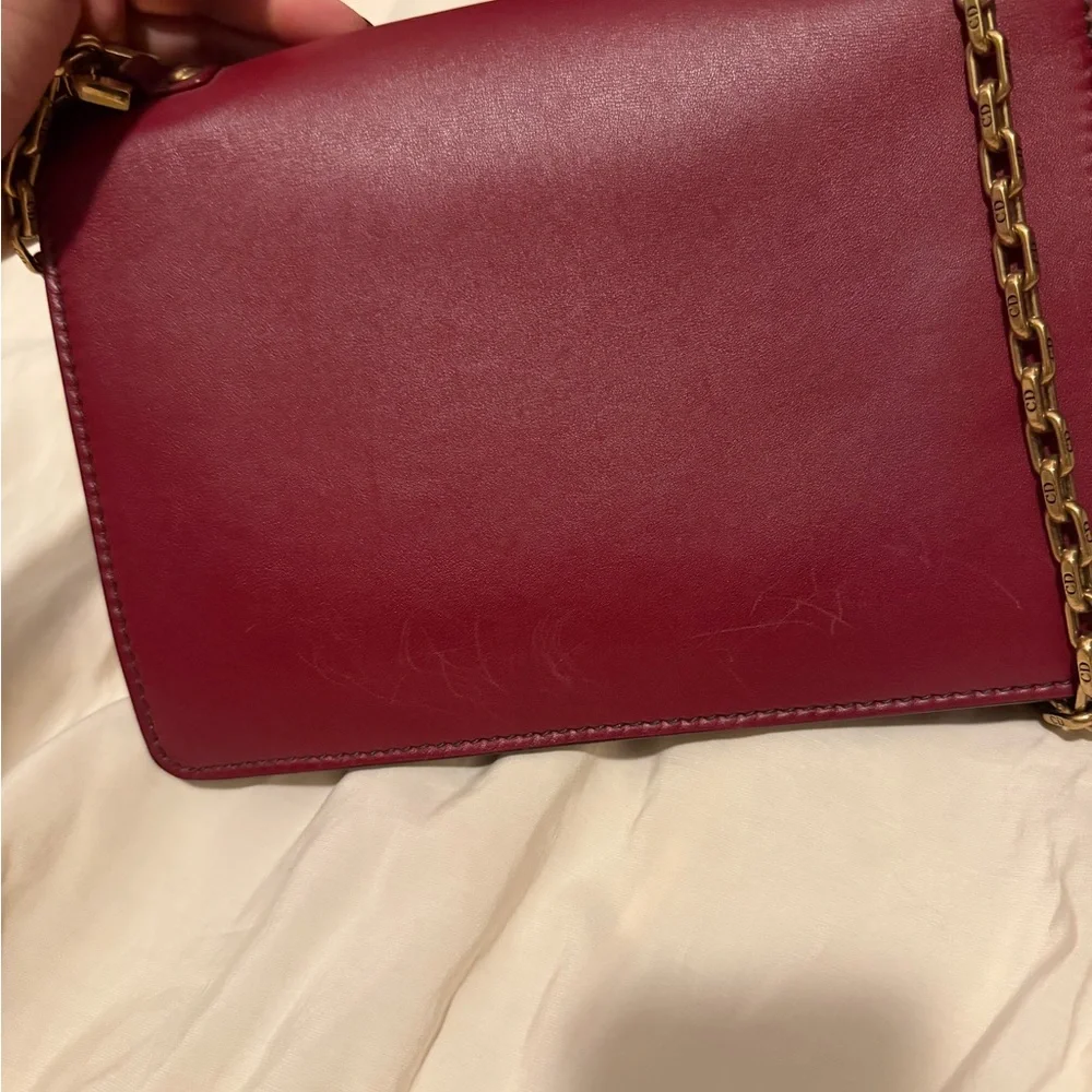 Dior J'Adior Burgundy Leather Crossbody Bag